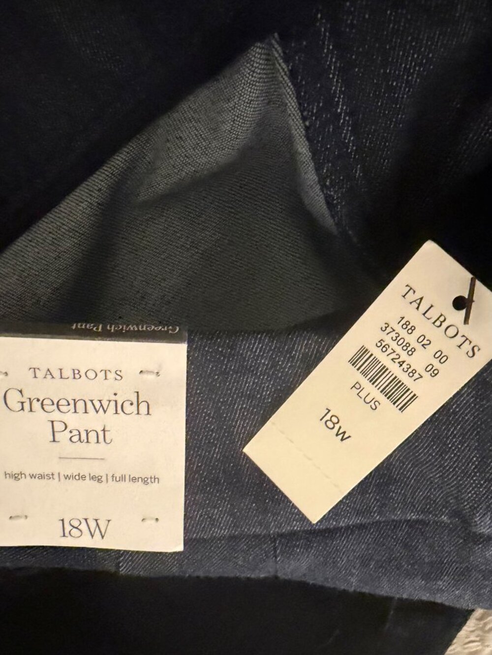Talbots Greenwich Denim Pants, Size 18W, NwT - Picture 3 of 3